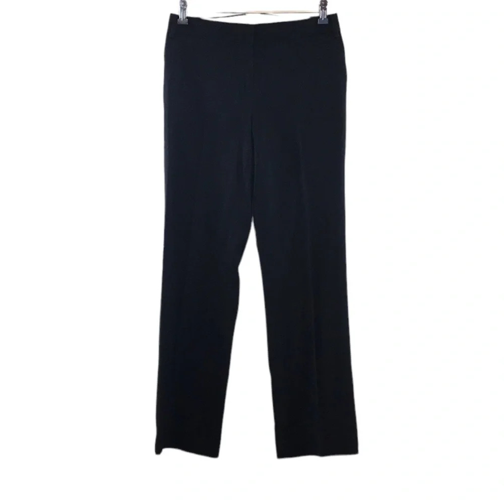 Karl Laferfeld Black Trousers Womens 4/38 Flat Front Straight Leg Pants Wool